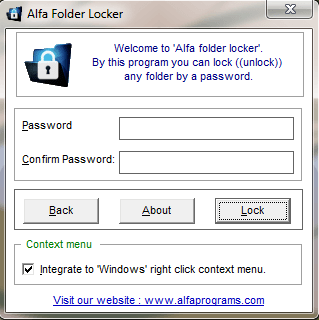 folder locker password